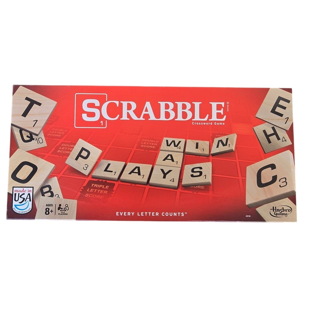 Hasbro Scrabble Crossword Game A8166 Classic Board Game Wooden Tiles Complete
